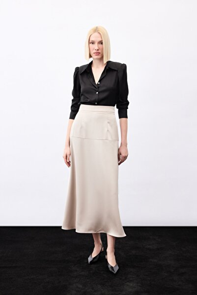 Sateen talie înaltă Fusta din satin - nurca