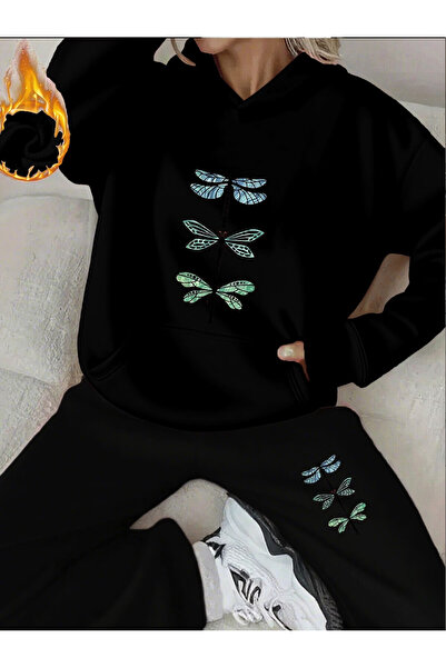 PENTHİLUS Butterfly Printed Oversized Tracksuit Set - Women Oversized Two-Pie...
