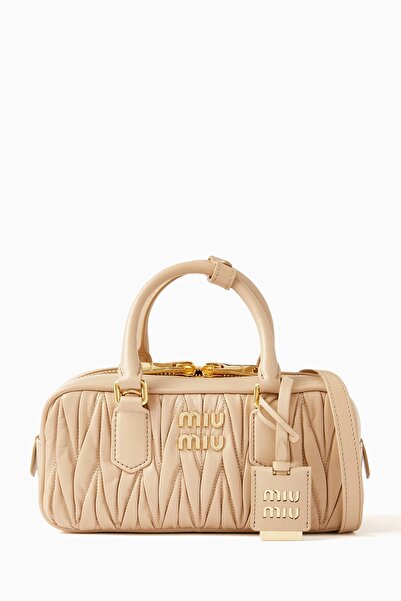 Miu Miu Small Arcadie Top Handle Bag in Matelassé Nappa Leather Crossbody Sho...