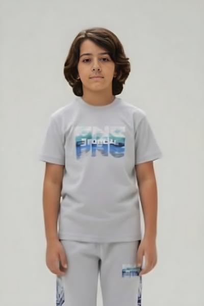 Alesaei-mondo tondo Boys' grey sports t-shirt with a modern design 4033