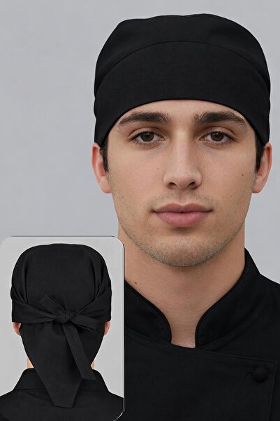 Üniformanya Μαύρες μπαντάνες με κορδόνια πίσω για σεφ μάγειρες