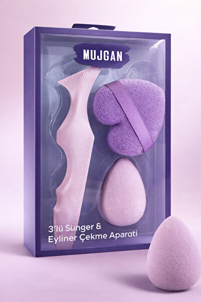 Markasız ucuz 3’lü Sünger & Eyeliner Çekme Aparatı Seti