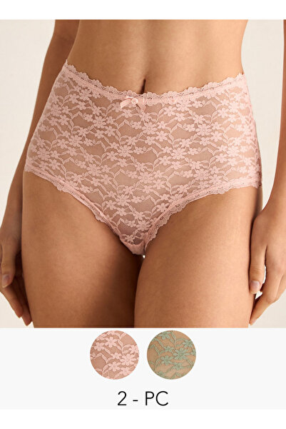 FAV طقم من قطعتين - سراويل داخلية قصيرة من الدانتيل الزهري