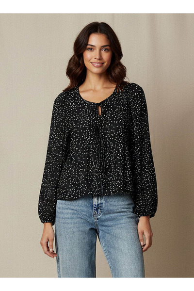 FAV بلوزة بقصة عادية بنقشة منقطة