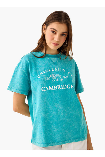 SP Characters Oversized Cotton Washed T-shirt with Cambridge University Print