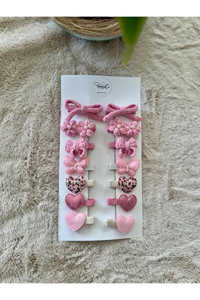 YamanCo Store El Yapımı Pembe Rüyalar Figürlü Kız Çocuk Pens Toka Seti (7’li)