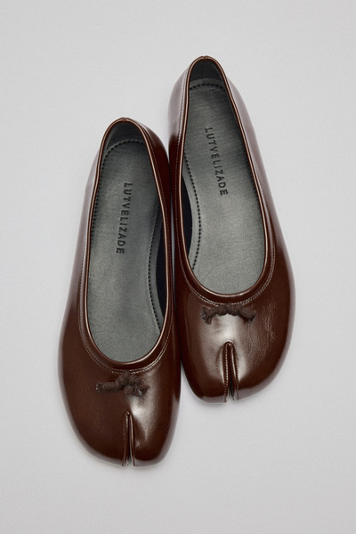 LUTVELIZADE Babet 2516 - Parmak Arası Düğüm Detaylı Acı Kahve Kadın Babet