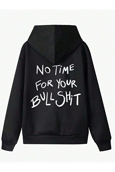 ZİYMO Φούτερ με κουκούλα με στάμπα NO TIME