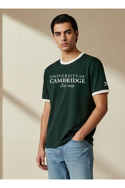 SP Characters Men Relaxed Fit Crew Neck Short Sleeves Cambridge Varsity Print...