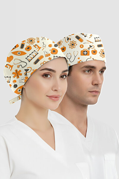 ÇİZGİ MEDİKAL Atomik Desenli Bone (Cotton Likra Kumaş)