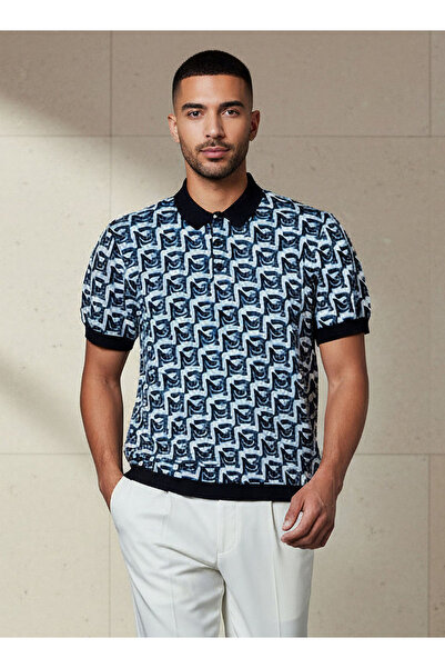 Emperor Men Short Sleeves Jacquard Polo T-shirt