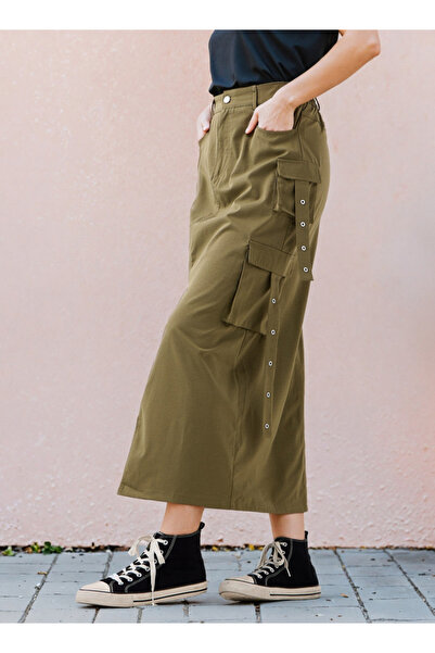 2Xtremz Utility Cargo Maxi Skirt with Slit and Pockets