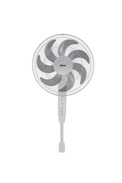 Ugine مروحة أرضية مع جهاز تحكم عن بعد، 7 شفرات، لون أبيض