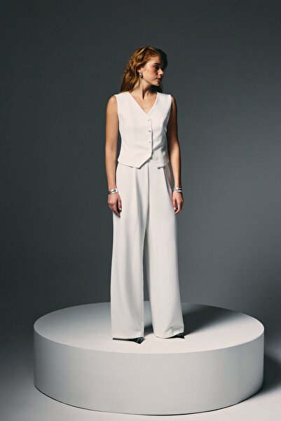 Sateen Palazzo Pants - Ecru