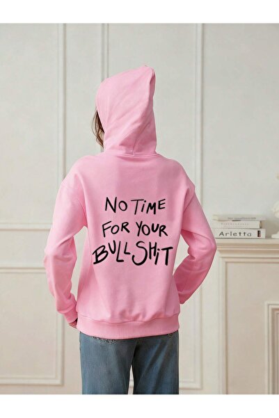 ZİYMO Φούτερ με κουκούλα με στάμπα NO TIME