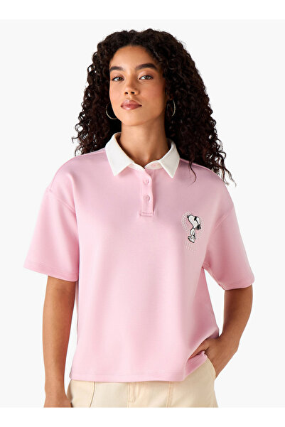 SP Characters Cotton Polo T-shirt with Snoopy Print