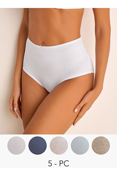 FAV طقم من 5 قطع - سراويل داخلية كاملة بخصر عالٍ مزينة بفيونكة