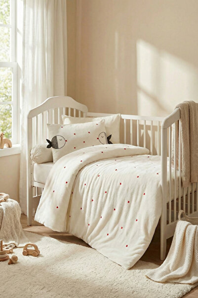 Kanz طقم لحاف أطفال مطرز من القطيفة 5 قطع - سمكة لطيفة