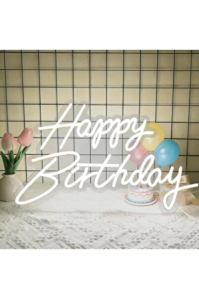 Slasa لافتة نيون LED مكتوب عليها "عيد ميلاد سعيد" مقاس 56 × 35 سم، إضاءة جدار...