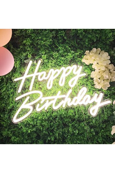 Slasa لافتة نيون LED مكتوب عليها "عيد ميلاد سعيد" مقاس 56 × 35 سم، إضاءة جدار...