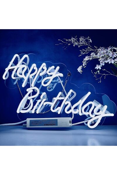 Slasa Happy Birthday LED Neon Sign 41x31 cm, Dimmable LED Wall Light for Parties