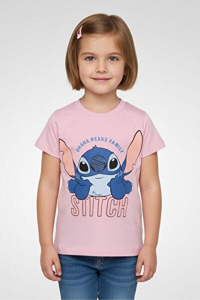 Disney Lilo And Stitch Toddlers Girl Graphic Print Short Sleeve T-Shirt, Pink