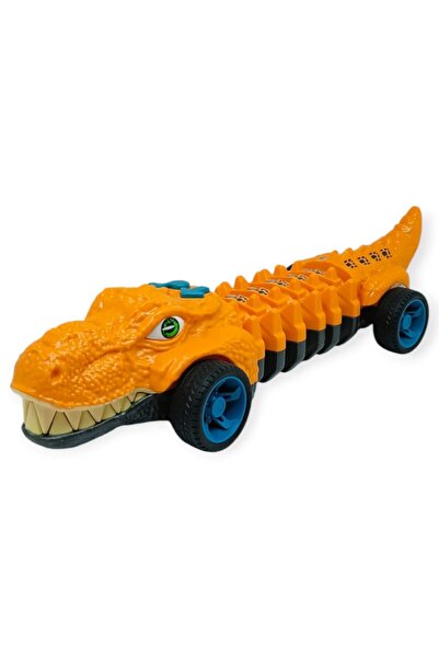 Vardem Timsah Araba - Otomatik Hareketli Sesli Işıklı 32 cm - Turuncu Timsah