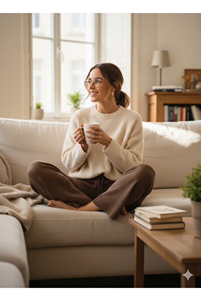 WestBound Women's Summer Knitted Trousers Sweatpants Model Without Pockets Brown