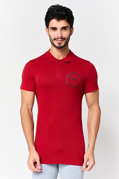 Puma Men Slim Fit Short Sleeve Outdoor Polo Shirt, Maroon