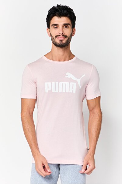 Puma Men Regular Fit Short Sleeve Essential Logo Outdoor T-Shirt, Chalk Pink