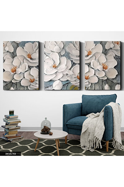 Evinemoda Текстуриран вид Цвете 3-частно платно - Платно за рисуване