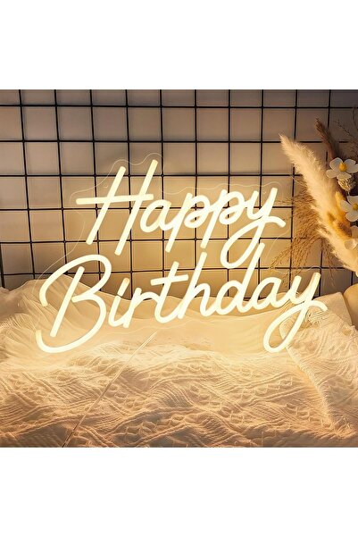 Slasa Happy Birthday LED Neon Sign 41x28 cm, Dimmable Wall Light for Parties