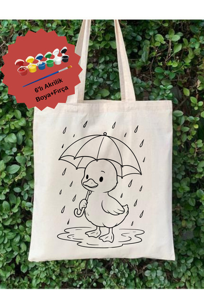 Cemira Sevimli Civciv Tasarım Boyama Seti – 6’lı Akrilik Boya + Fırça + Çanta