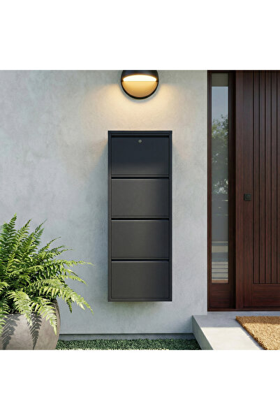 Formet Kilitli 4'lü Metal Ayakkabılık - Antrasit Ral - 7016