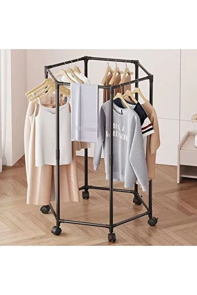 MOSTAFA Hexagonal clothes drying stand and rack with wheels