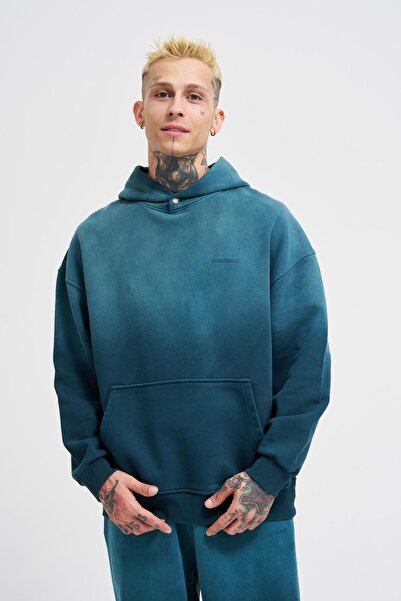 Machinist Hanorac cu glugă pentru bărbați, Gradient Washed, tricou Fat Green