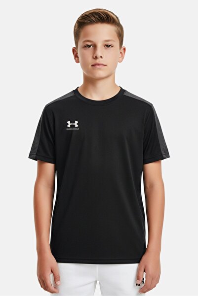 Under Armour تي شيرت رياضي قصير الأكمام مناسب للأولاد الصغار، أسود