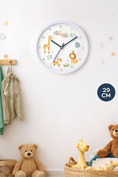 HOMİNG Cute Animals Children's Room Wall Clock 29 cm