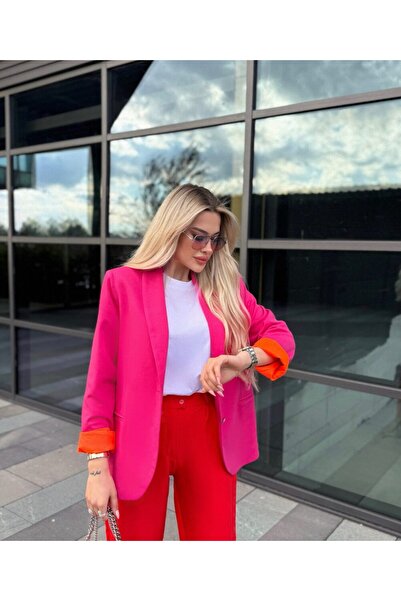 PATRONIZE CREATING YOUR STYLE Kadın Astarlı Pembe Blazer Ceket