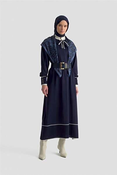 Armine Scarf Knitwear Dress 25Ktd955 Navy Blue