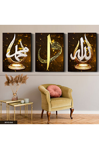 Evinemoda Cuvântul Allah Mohammed Elif Vav 3 bucăți Canvas - Canvas Painting