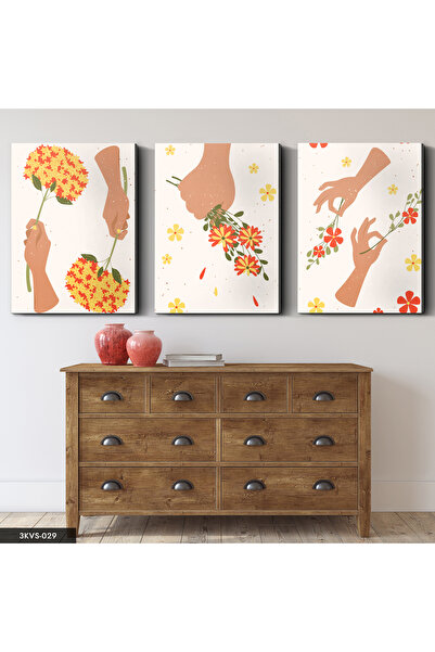 Evinemoda Desen Floare Pânză 3 bucăți - Pictură pe pânză