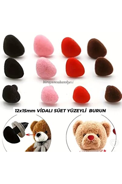biroyuncakatolyesi 15MM AMİGURUMİ SÜET BURUN ( PEMBE 2 ADET)