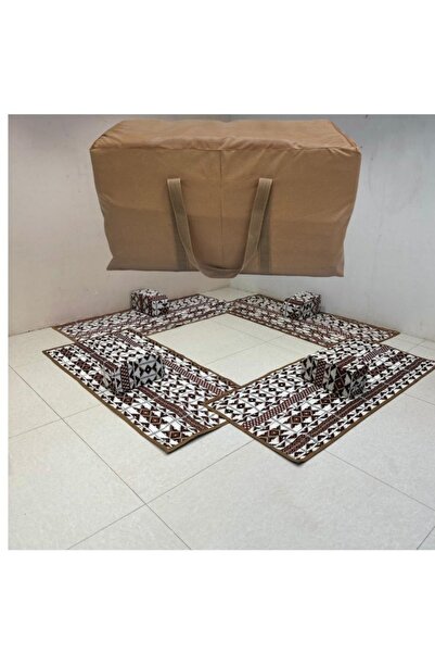 smart home طقم جلوس أرضي تقليدي مكون من 9 قطع مع وسائد وحصائر تخييم وحقيبة حم...