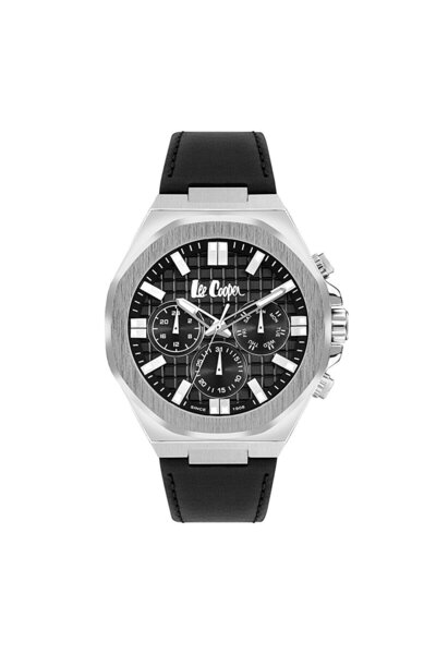 Lee Cooper Deri Siyah Kordon Gümüş Kasa Erkek Kol Saati – Klasik & Şık