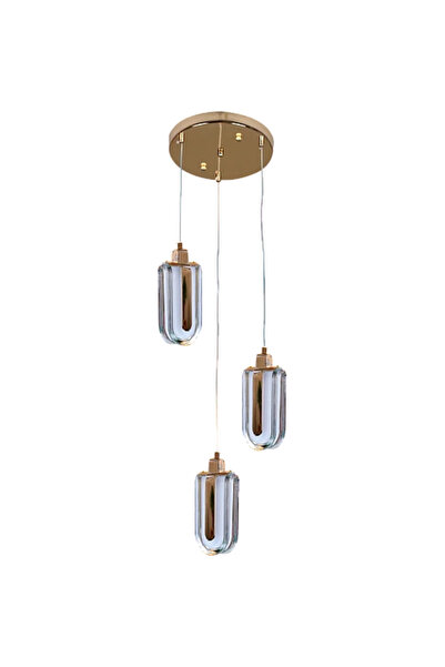 Humer Modern gold-colored pendant light with 3 lights, 12 watts