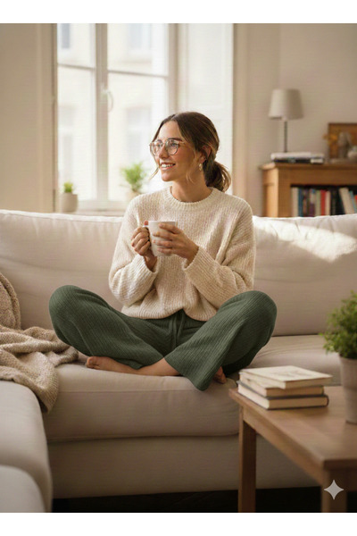 WestBound Women's Summer Knitted Trousers Sweatpants Model Without Pockets Khaki