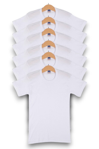 Berrak Boys' Ribbed Crew Neck Undershirt 6-Pack 100% Cotton Stretchy Short Sl...