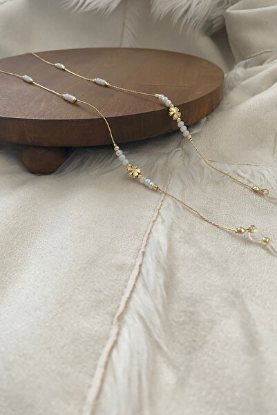 SAVETTE Glasses Chain with White Crystal Stone and Clover Figure Gift Accesso...