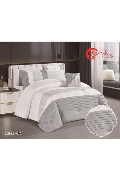 Red Rose Lunar Summer Bedding Set (Double Size, 7 Pieces) – Light Elegance an...